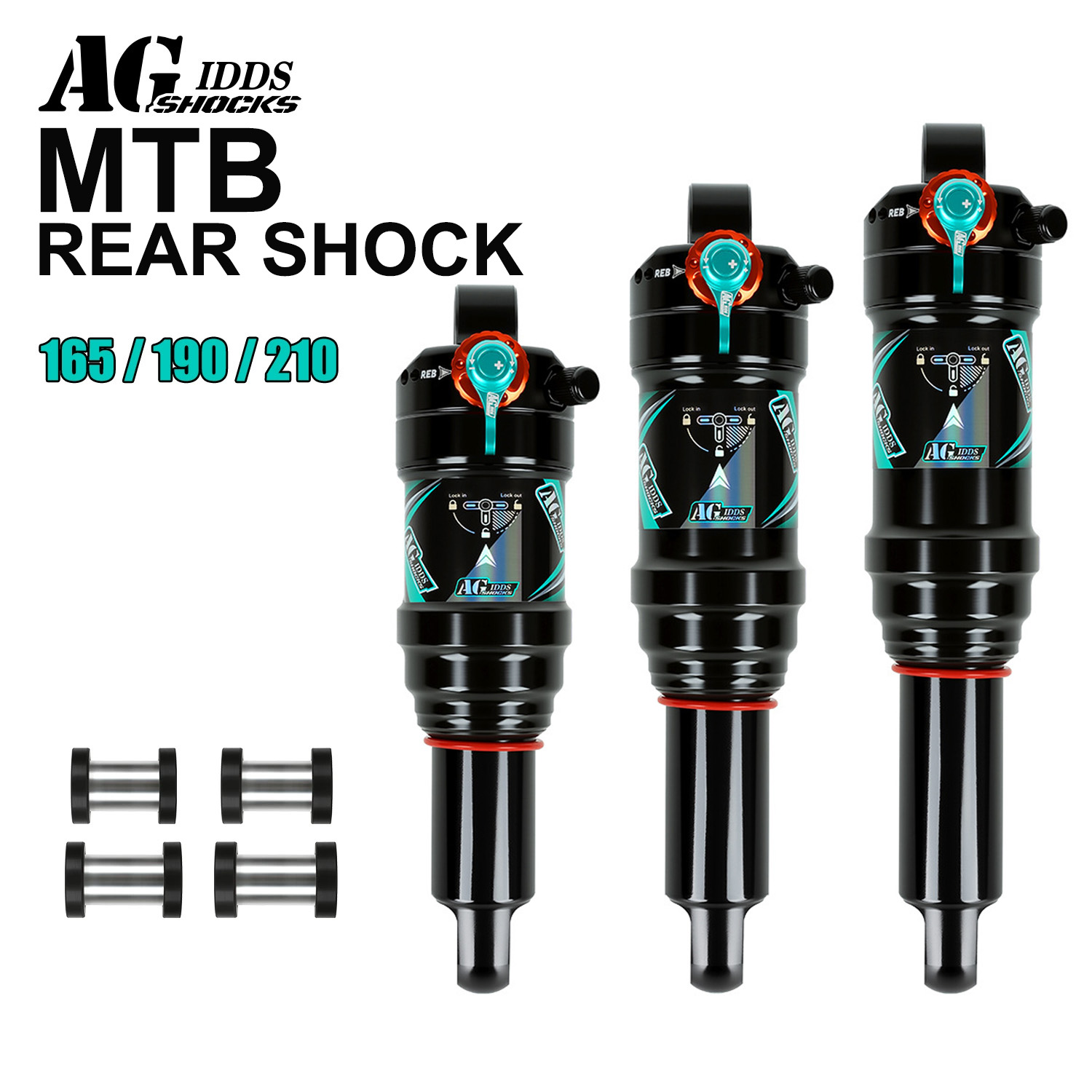 Mountain Biking Downhill - AGSHOCKS MTB Shock Belakang Sepeda 165/190/210MM