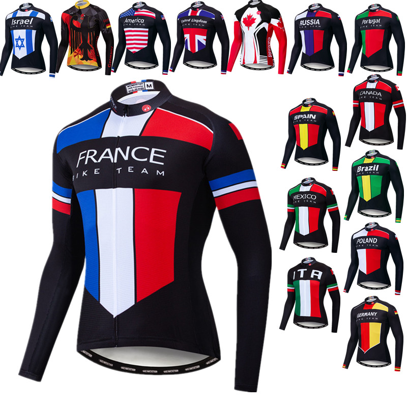 Mountain Biking France - Jersey Bersepeda Pria Prancis Lengan Panjang