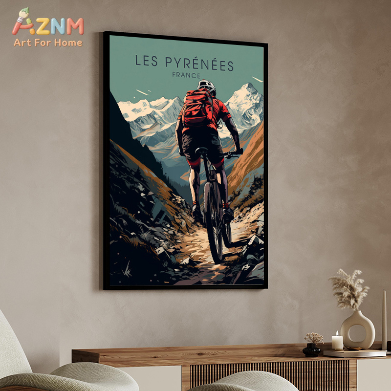 AZNM Seni Dinding Kanvas Seped - Mountain Biking France ulasan dan harga